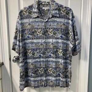 Pierre Cardin Hawaiian Lighthouse Rayon Button Down Short Sleeve Shirt Size XXL